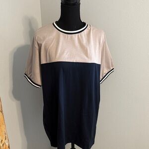 Denim & Flower Navy and Beige Short Sleeve Tee